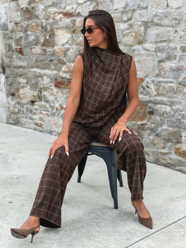 Blouse à carreaux Ilénya - Chocolat