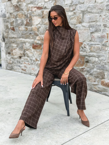 Blouse à carreaux Ilénya - Chocolat