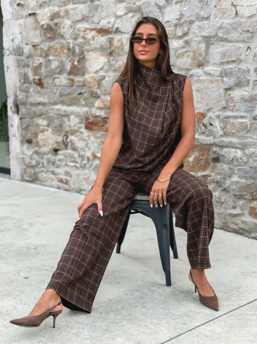 Blouse à carreaux Ilénya - Chocolat