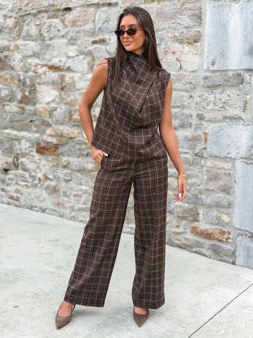 Blouse à carreaux Ilénya - Chocolat