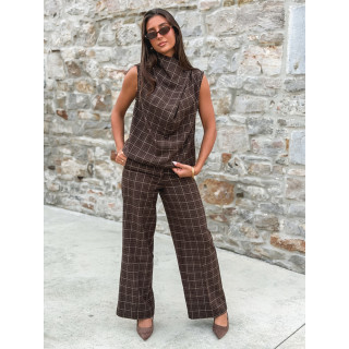Blouse à carreaux Ilénya - Chocolat