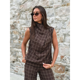 Blouse à carreaux Ilénya - Chocolat