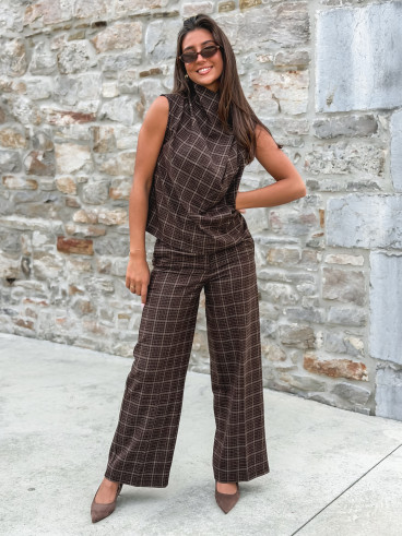 Blouse à carreaux Ilénya - Chocolat