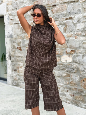 Blouse à carreaux Ilénya - Chocolat