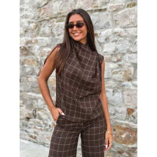 Blouse à carreaux Ilénya - Chocolat
