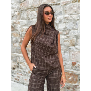 Blouse à carreaux Ilénya - Chocolat