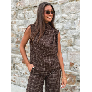 Blouse à carreaux Ilénya - Chocolat