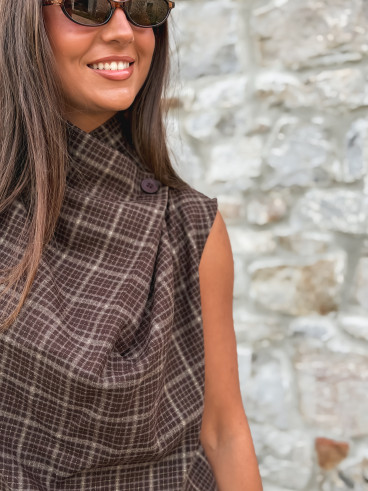 Blouse à carreaux Ilénya - Chocolat