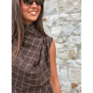 Blouse à carreaux Ilénya - Chocolat