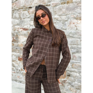 Blazer à carreaux Ilénya - Chocolat
