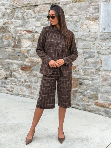 Blazer à carreaux Ilénya - Chocolat Blazer à carreaux Ilénya - Chocolat