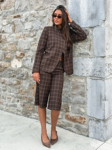 Blazer à carreaux Ilénya - Chocolat Blazer à carreaux Ilénya - Chocolat