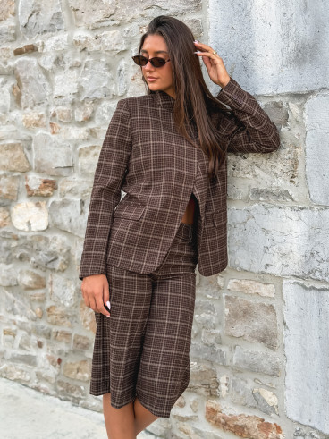 Blazer à carreaux Ilénya - Chocolat Blazer à carreaux Ilénya - Chocolat
