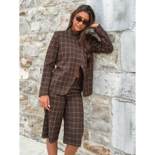 Blazer à carreaux Ilénya - Chocolat