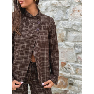 Blazer à carreaux Ilénya - Chocolat