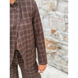 Blazer à carreaux Ilénya - Chocolat