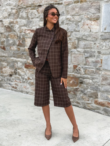 Blazer à carreaux Ilénya - Chocolat Blazer à carreaux Ilénya - Chocolat