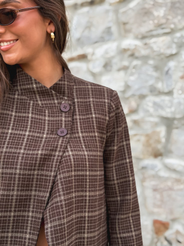 Blazer à carreaux Ilénya - Chocolat Blazer à carreaux Ilénya - Chocolat