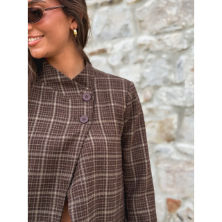 Blazer à carreaux Ilénya - Chocolat