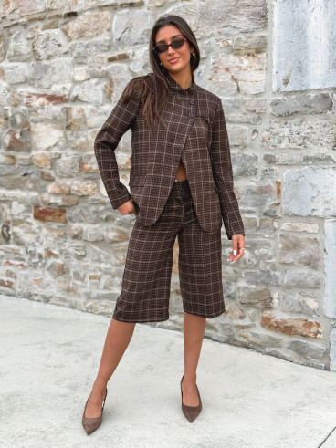 Blazer à carreaux Ilénya - Chocolat Blazer à carreaux Ilénya - Chocolat