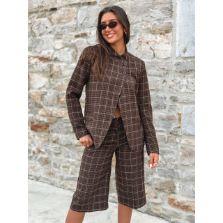 Blazer à carreaux Ilénya - Chocolat