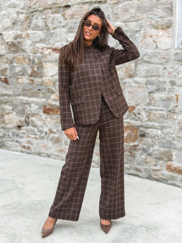 Blazer à carreaux Ilénya - Chocolat Blazer à carreaux Ilénya - Chocolat
