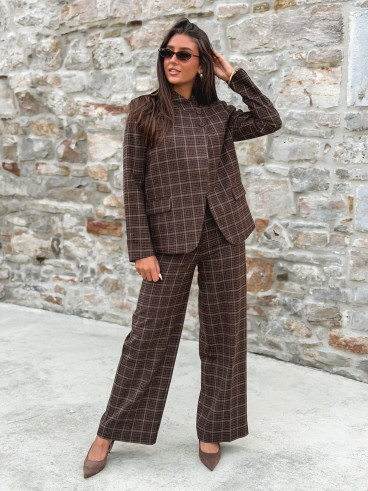 Blazer à carreaux Ilénya - Chocolat Blazer à carreaux Ilénya - Chocolat