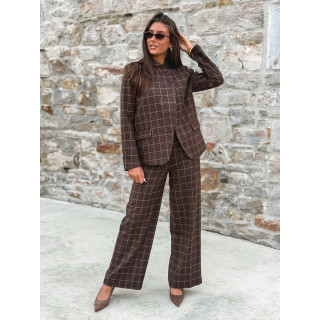 Blazer à carreaux Ilénya - Chocolat