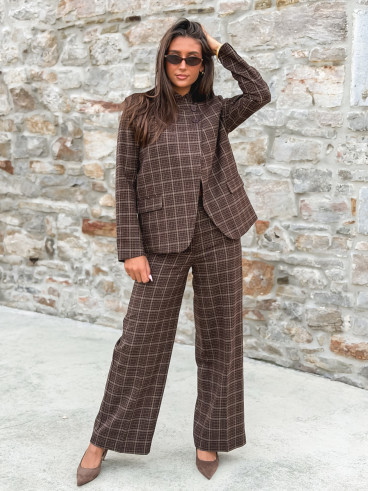 Blazer à carreaux Ilénya - Chocolat Blazer à carreaux Ilénya - Chocolat