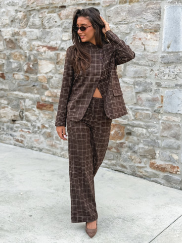 Blazer à carreaux Ilénya - Chocolat Blazer à carreaux Ilénya - Chocolat