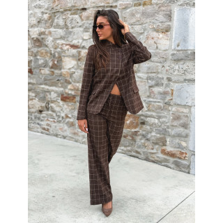 Blazer à carreaux Ilénya - Chocolat