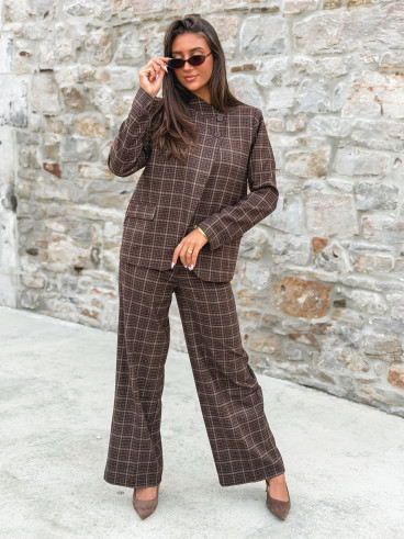 Blazer à carreaux Ilénya - Chocolat Blazer à carreaux Ilénya - Chocolat