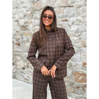 Blazer à carreaux Ilénya - Chocolat