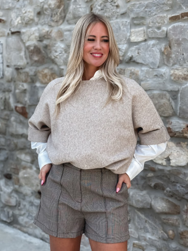 Pull manches courtes Izaline - Taupe Pull manches courtes Izaline - Taupe