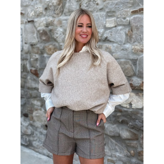 Pull manches courtes Izaline - Taupe