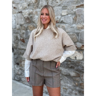 Pull manches courtes Izaline - Taupe