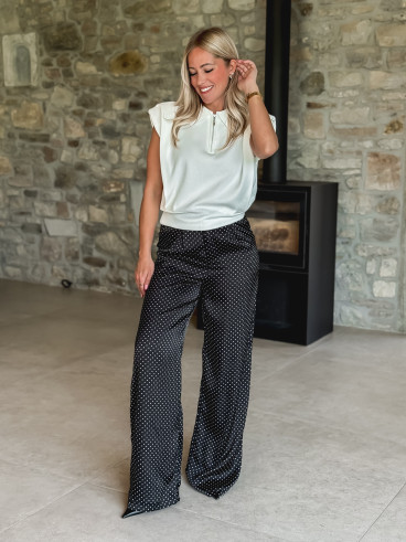 Pantalon à pois Kaléna - Noir Pantalon à pois Kaléna - Noir