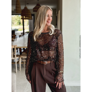 Blouse à sequins Catalyna - Chocolat