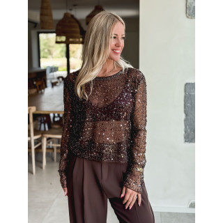Blouse à sequins Catalyna - Chocolat