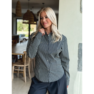 Chemise lignée florelle - Bleu marine