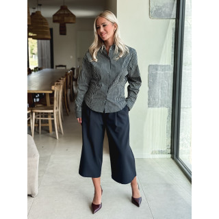 Chemise lignée florelle - Bleu marine