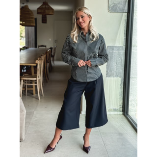 Chemise lignée florelle - Bleu marine