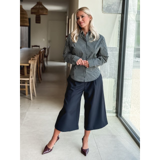 Chemise lignée florelle - Bleu marine