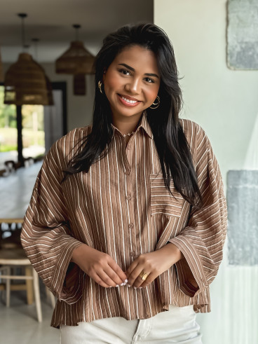 Chemise lignée Elsa - Camel
