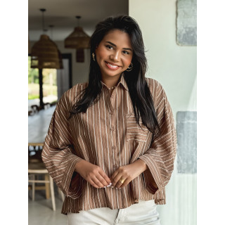 Chemise lignée Elsa - Camel