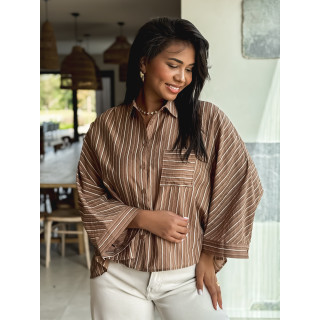 Chemise lignée Elsa - Camel