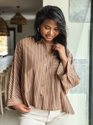 Chemise lignée Elsa - Camel