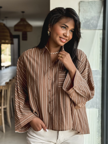 Chemise lignée Elsa - Camel