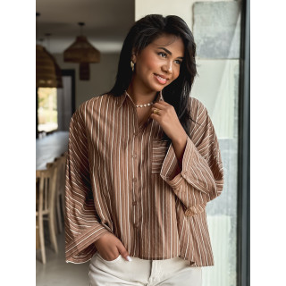Chemise lignée Elsa - Camel