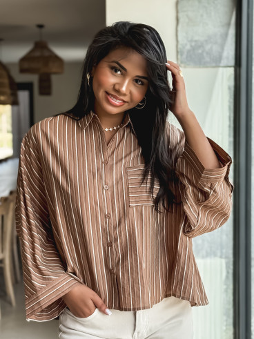 Chemise lignée Elsa - Camel